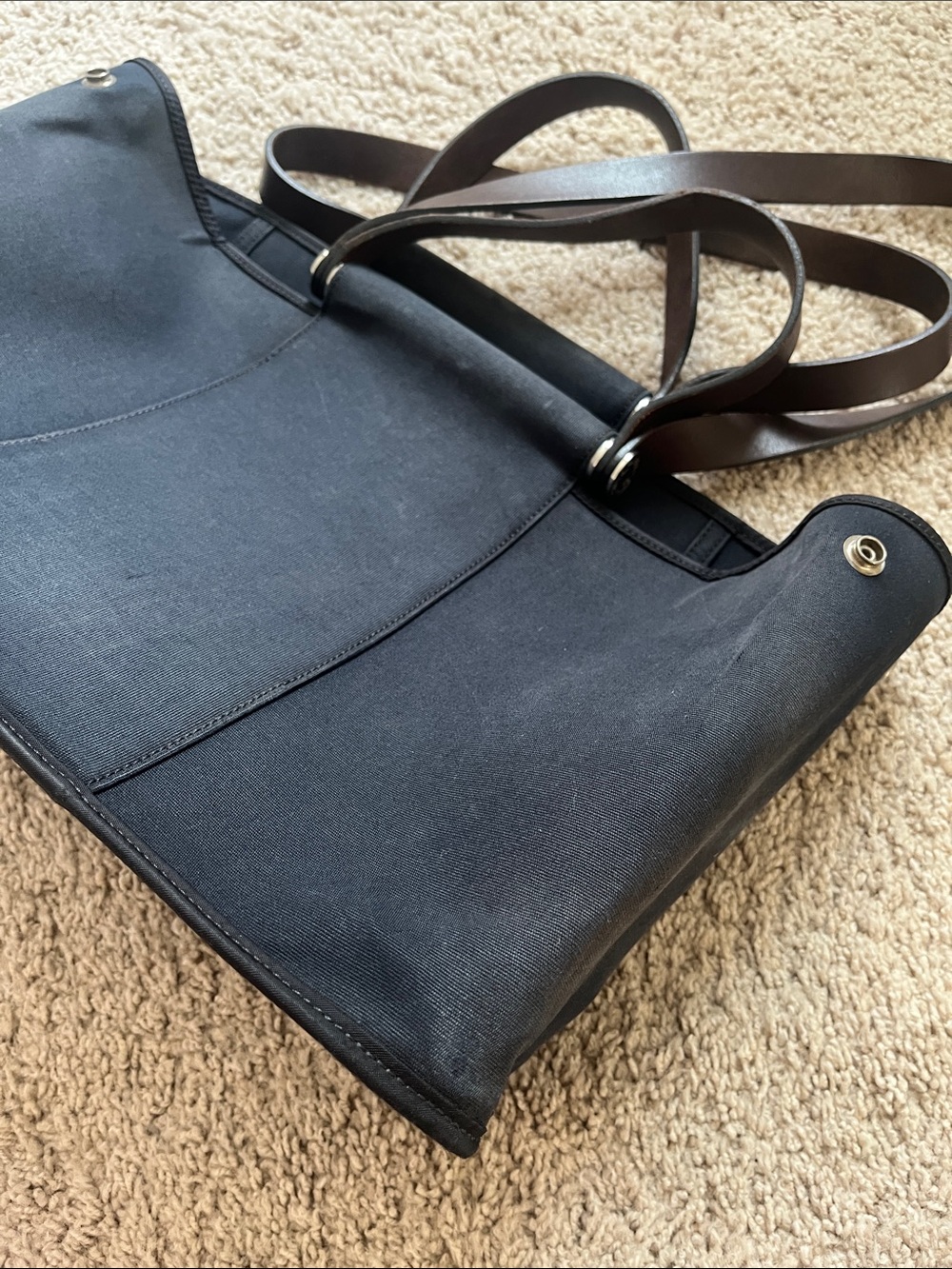 Hermes cabag PM Black Canvas Tote with Brown Leather Straps - Picture 10 of 16